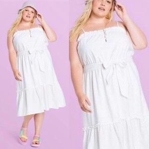 Stoney Clover Lane Sleeveless Tiered Dress Women's Plus Size
1X White Linen Boho